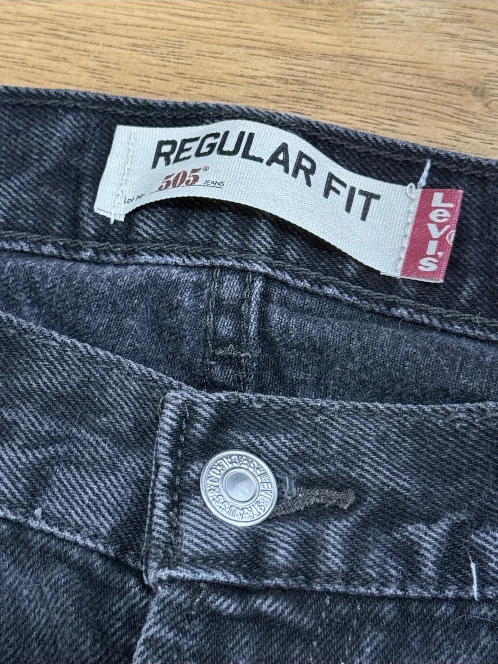 Levi Black 505 Regular Fit Jeans 38x34